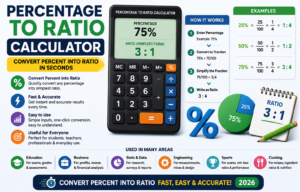Read more about the article Percentage to Ratio Calculator (2026) – Convert Percent into Ratio