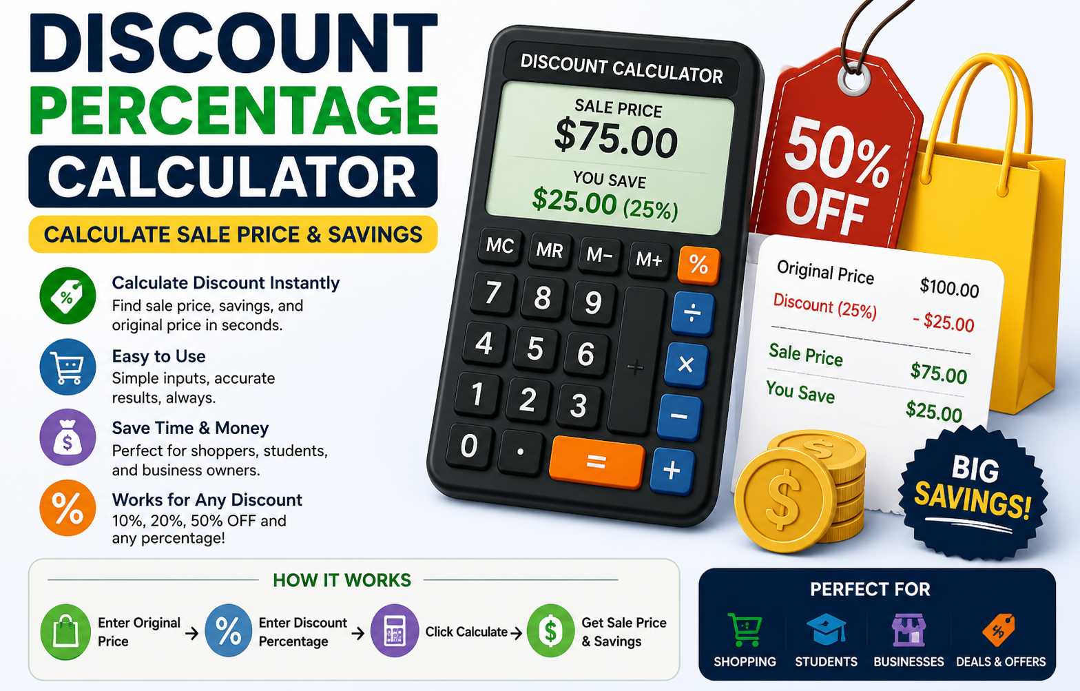 You are currently viewing Discount Percentage Calculator: 5 Easy Ways to Calculate Sale Price & Savings